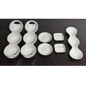 9-Pc White Porcelain Condiment & Dipping Set